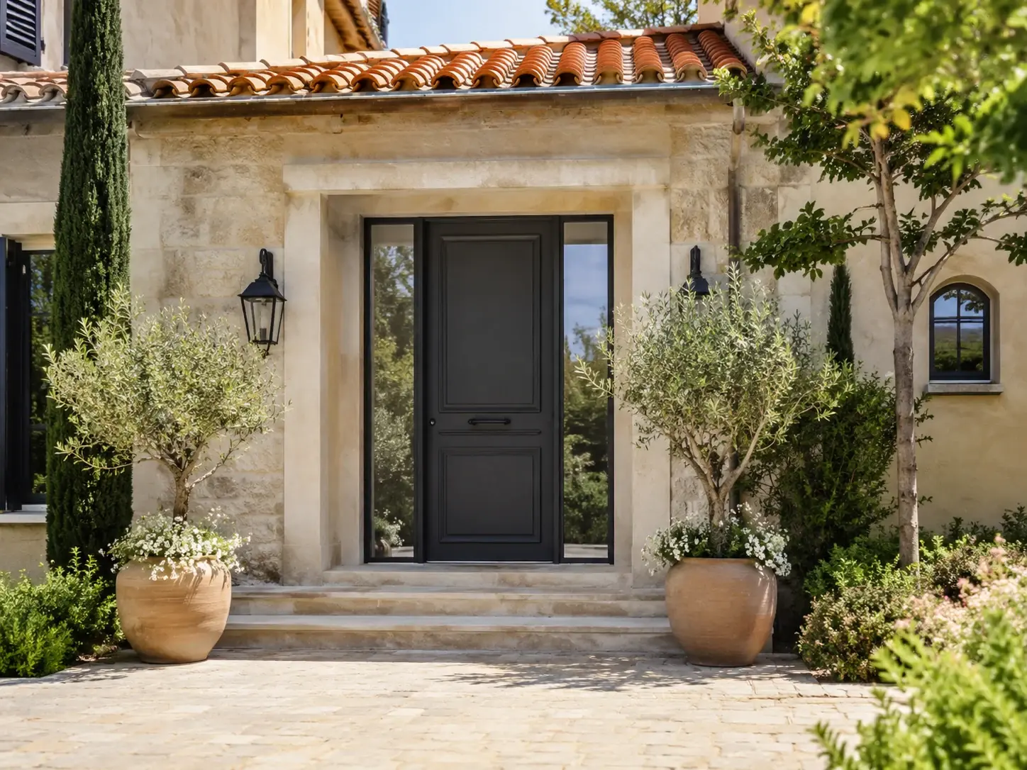 Entrée soignée sur maison du sud